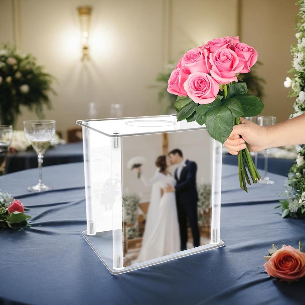 Wedding Flower Display Stand Clear Acrylic Wedding Cards Box Flower Arrangement Stand Rack for Reception, Ceremonies Birthday