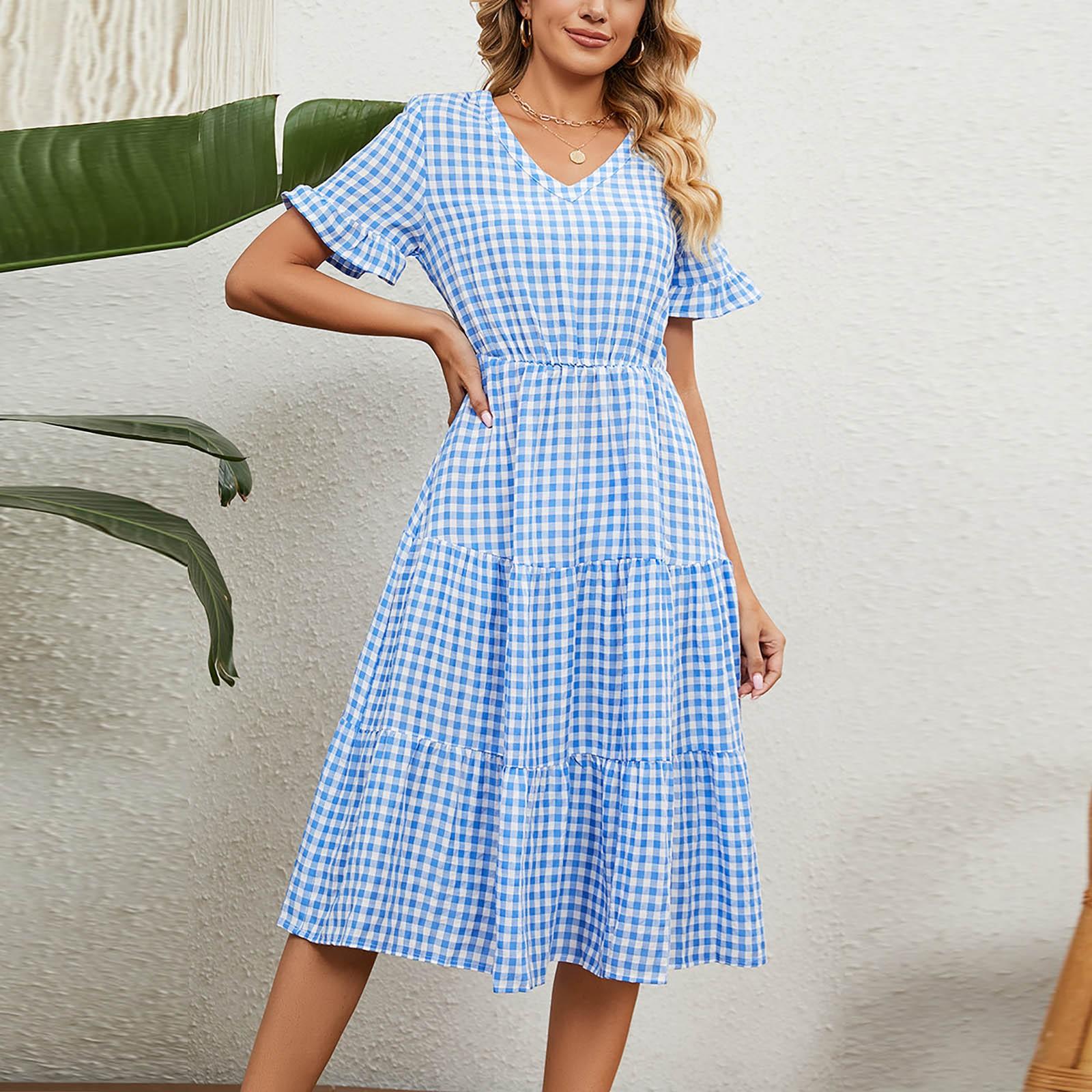 

Женское модное термоусадочное плиссированное платье на шнуровке с коротким рукавом и квадратным воротником, длинное клетчатое платье XL