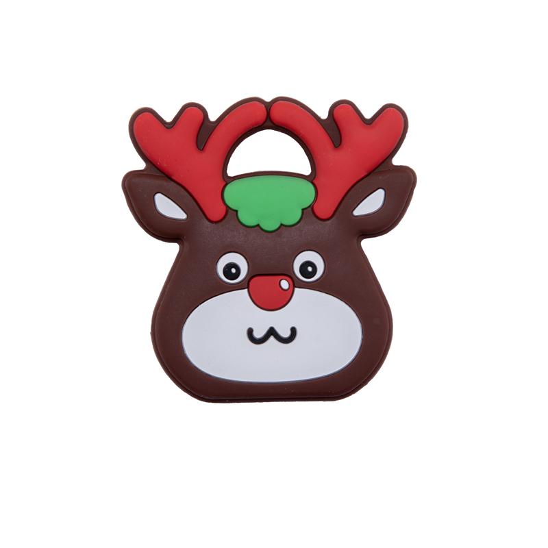 Bite Bites 1Pc Silicone Teether Christmas Gifts Tree Snowflake Pacifier Chain Making Food Grade Silicone Sika Deer Baby Teether