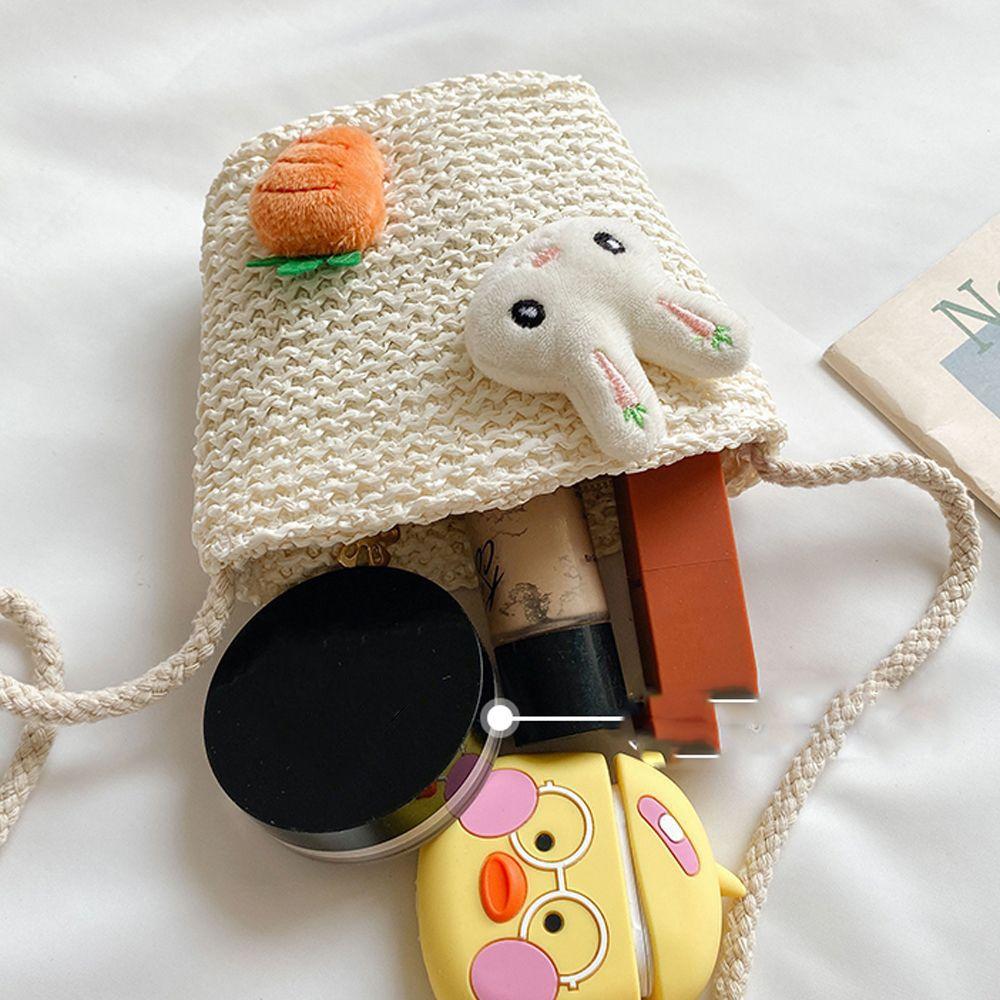 Small Lovely Fruit Cute Cartoon Children's Straw Bag Bohemian Wallet Woven Korean Style Handbag