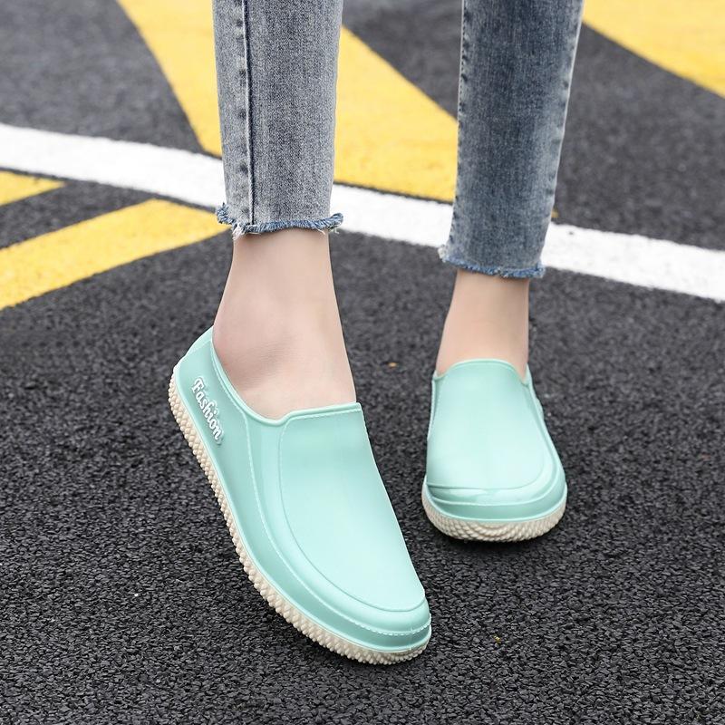 Fashionable Women's Spring And Autumn Rain Shoes, Casual, Lightweight, Waterproof, Non Slip, Kitchen Car Wash Work Rubber Shoes