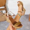2026 New Women Wedges Sandals Platform Outdoor Dress Shoes Open Toe Buckle Strap Sandals Round Toe High Heels Shoes for Women