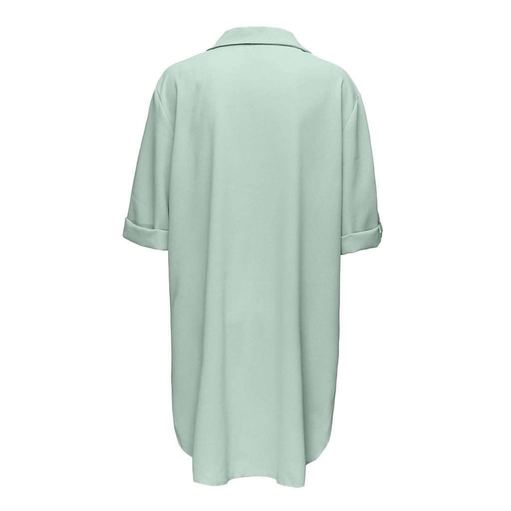 Camicia Versatile in Chiffon con Tasca da Donna 2026 - Colore Unito, Moda Europea e Americana