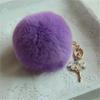Car Women handBag Key Chain Fashion Pearl Chain Crystal Bottle Bow Pompom Keychain Fluffy Puff Ball Keychains Jewelry