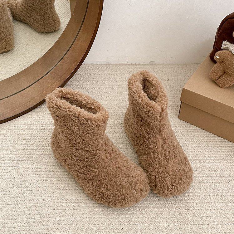 White thick-soled plush warm fluffy snow boots women s winter Northeast cotton shoes cotton boots 39 верблюд