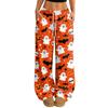 Women's Casual Loose Fit Wide Leg Pants with Halloween Print, Elastic Waist Drawstring for Holiday Party