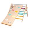 Triangle de Pikler - GINGER HOME 2 en 1 - Toboggan &amp; mur d'escalade - Pliable - Bois massif