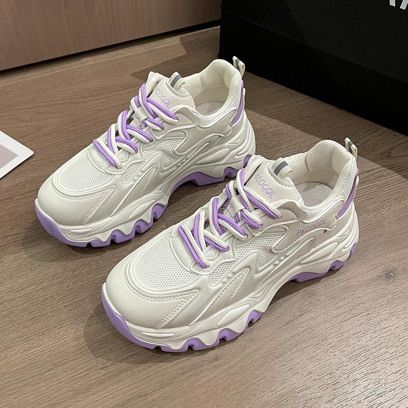 New Fashion Style Casual Sports Shoes Breathable Mesh Surface Women's Shoes Summer With Thick Sole Comfortable Athletic Footwear