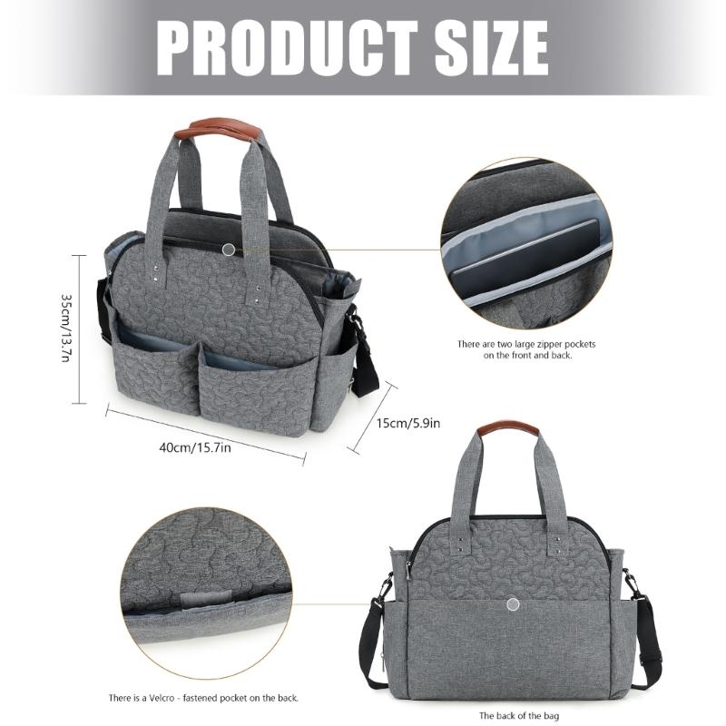 Polyester Quilted Storage Solution Multiple Compartments Diaper Bag Functional Spacious for Baby Essential