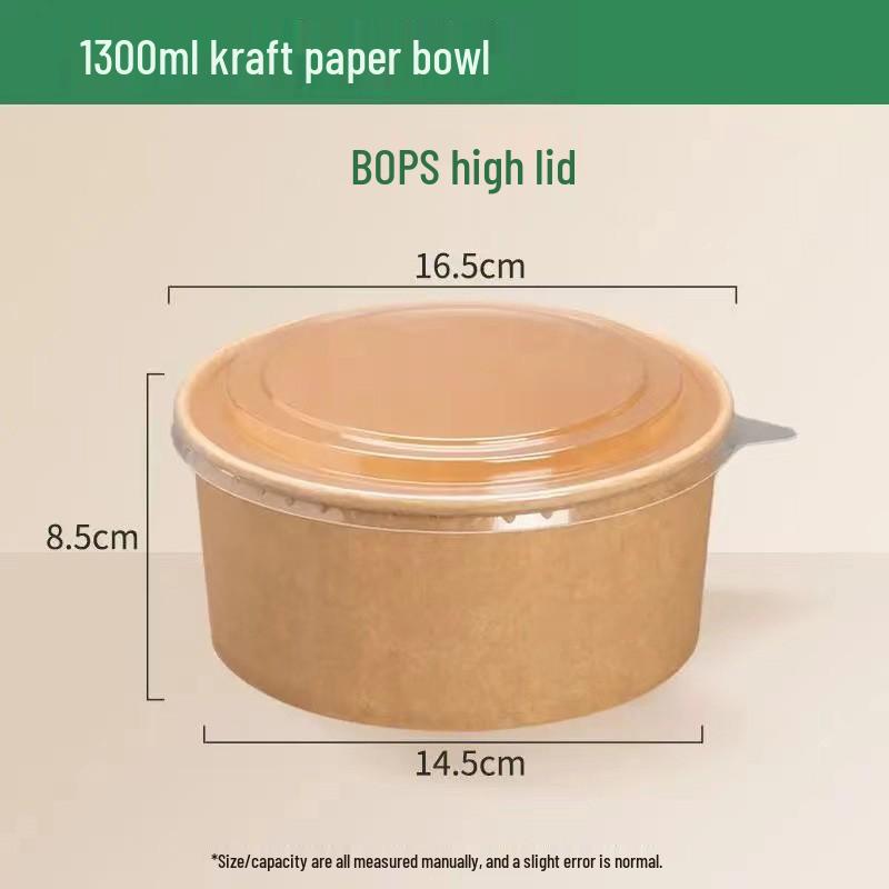 Kraft Paper Disposable Bowl - Ideal for Rice, Salad, Lunch, Takeout, Fast Food, and Fruit.
