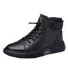 Men's Shoes 2025 Autumn Leather Non-slip Velvet High-top Casual Cotton Leather Shoes Men's Leather Martin Boots Men's Short Boots