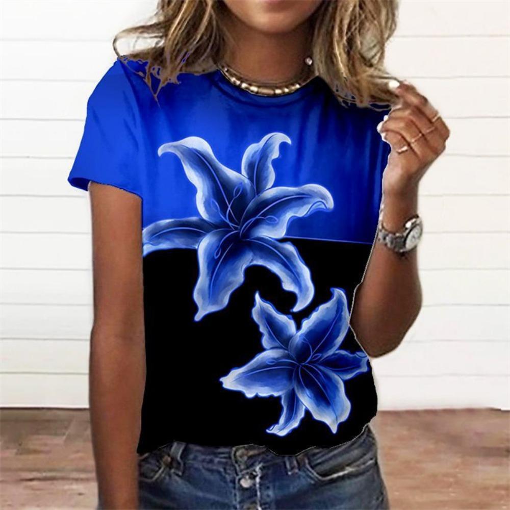 Roses Flower T Shirt Women 3D Floral Blossom Printed T-shirt Casaul Streetwear Tee Shirts Womens Clothing Oversize Short Sleeve
