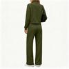 Women's Casual Half Zip Hoodie with Collar and Wide Leg Pants Set