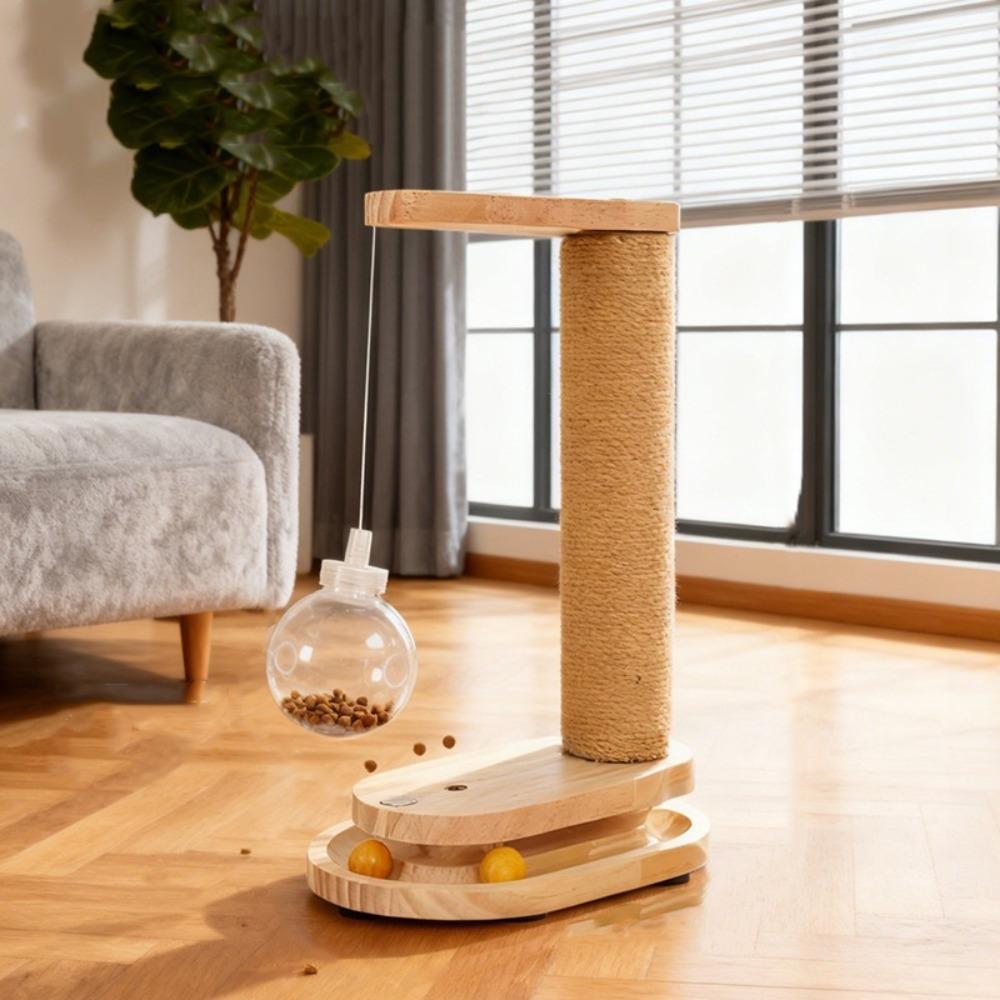 

Wear-resistant Cat Scratch Post Rotating Platform Food Puzzle Ball Stand Scratching Board Vertical Cat Teaser Toy 13.78x9.84x6.50 in