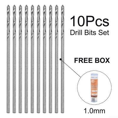 Punta per trapano con fresa da 1,0 mm, set di punte per trapano da 10 pezzi, kit HSS