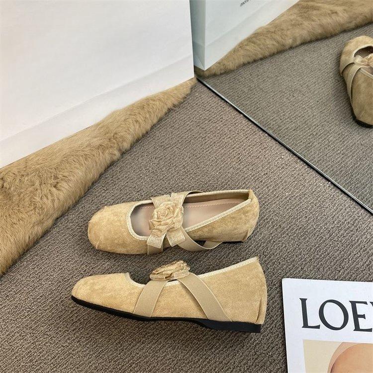 

Женские туфли Мэри Джейн с внутренней высотой 5 см, с ретро цветочным ремешком крест-накрест, мелким вырезом, толстой подошвой 35 хаки