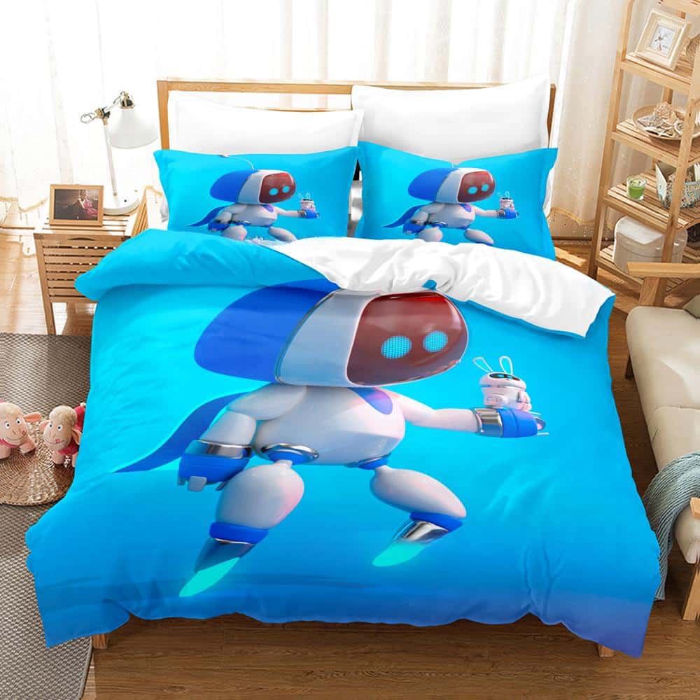 3D Print Anime Astro Bot Bedding Set Single Twin Full Queen King Size Duvet Cover Sets for Adult Kid Bedroom
