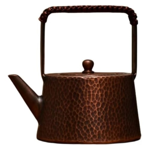 Quxxuol Pure Copper Kettle, Handmade Small Copper Teapot, Traditional Craftsmanship, Perfect for Home Use or as a Gift (Brown, 800ml)