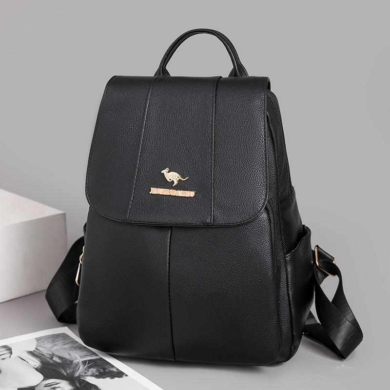 

Рюкзак для женщин, Модный, Простой, Легкая роскошь, Рюкзак с текстурой мягкой кожи, Рюкзак большой емкости для отдыха и путешествий чёрный