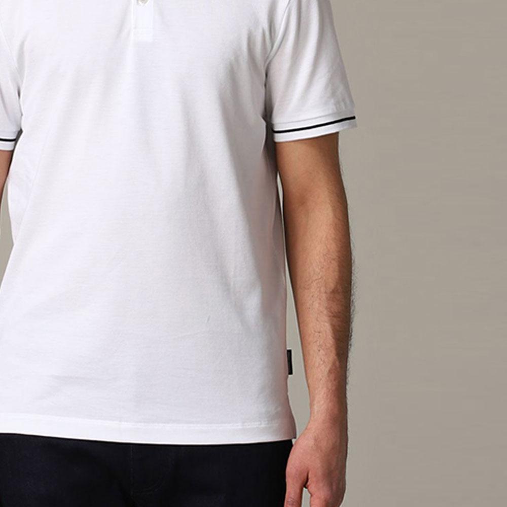 Armani Exchange SS22 Solid Color Letter Cotton Jacquard Straight Loose Casual Short Sleeve Polo Shirt Men Tops White 8NZFFL-ZJ5DZ-1100