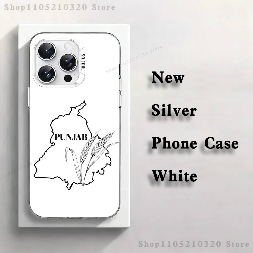 

Punjab Map Phone Case For iPhone 17,16,15,14,13,12,11,Mini,Pro,E,MAX White Matte Silicone Whtie Cover iPhone17air