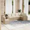 Garden Furniture Set - vidaXL - 6 Pcs - Beige Braided Resin - Removable Cushions - Comfortable and Modular