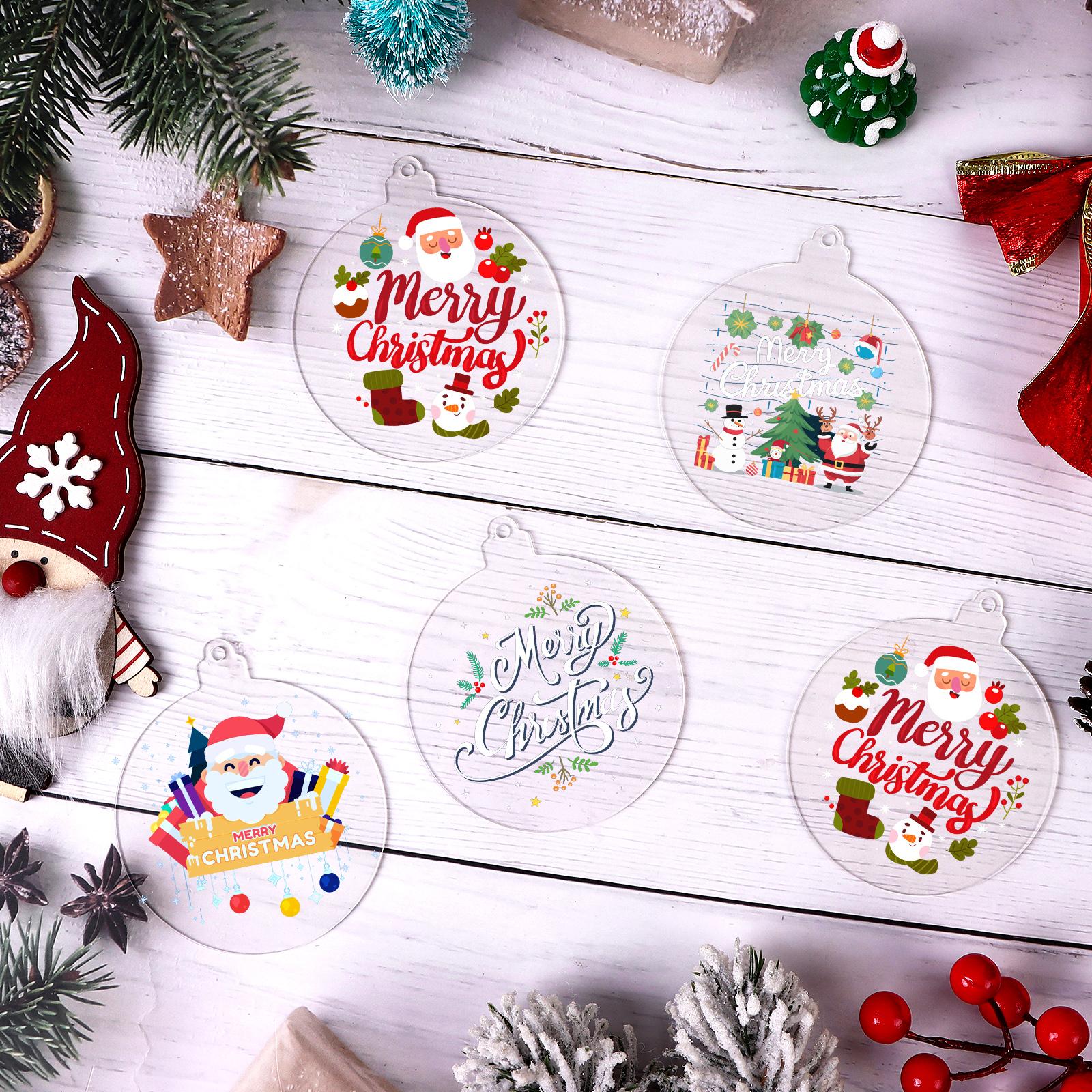 

50 штук 3,7-дюймовый акриловый рождественский орнамент пустой прозрачный акриловый диск акриловый сделай сам пустой прозрачный рождественский акриловый орнамент белый