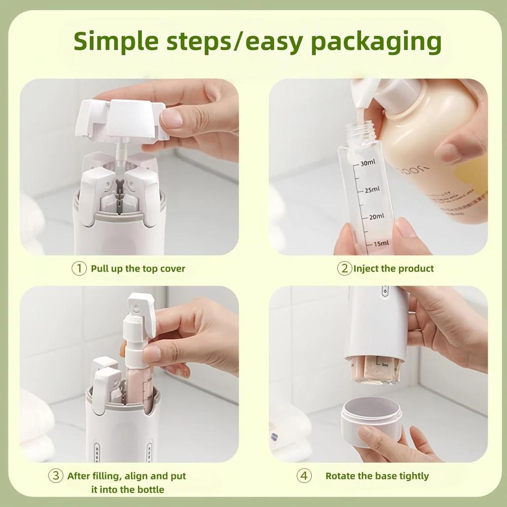 4-in-1 Reise-Spender Tragbare Reiseflaschen Auslaufsicher Auslaufsicherer Reisebehälter Für Parfüm Shampoo Spülung Lotion