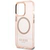 Guess Guhmp13Lhtcmp Iphone 13 Pro / 13 6,1 Różowy/Pink Hard Case Gold Outline Translucent Magsafe