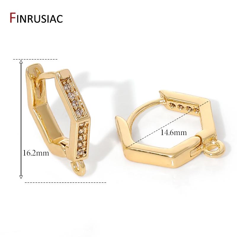 

18K Gold Plated Brass With Zircon Earrings Hooks Earwires Fasteners,Accessories For Earrings,DIY Jewelry Making Supplies 1 pair