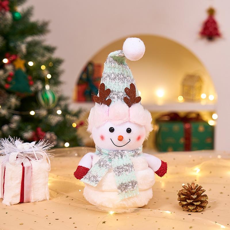 Christmas Snowman Plush Ornaments and Santa Doll Photo Props for Store Displays