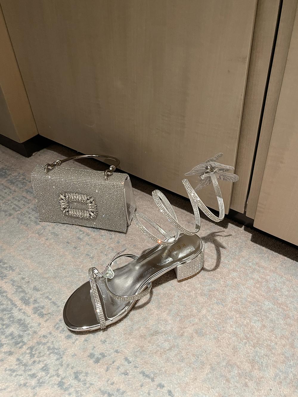 

модные сандалии-слайды со стразами для женщин, модные вечерние туфли-лодочки на толстом среднем каблуке, элегантные сандалии для платья с дизайном бабочки, модные сандалии с перекрестными ремешками 7.5 серебряный