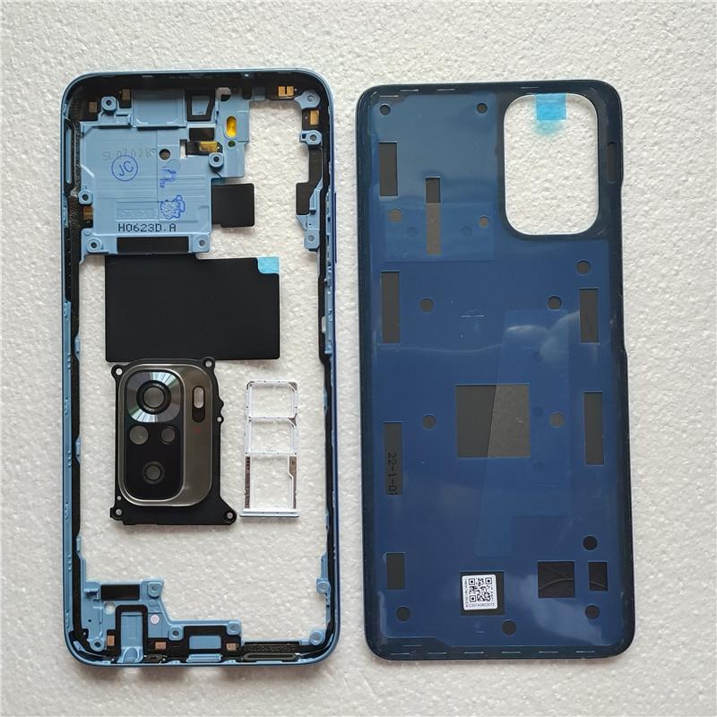 Full Housing For Xiaomi Redmi Note 10S Back Battery Cover Rear Middle Frame + Volume Button + Camera Glass + Sim Tray
