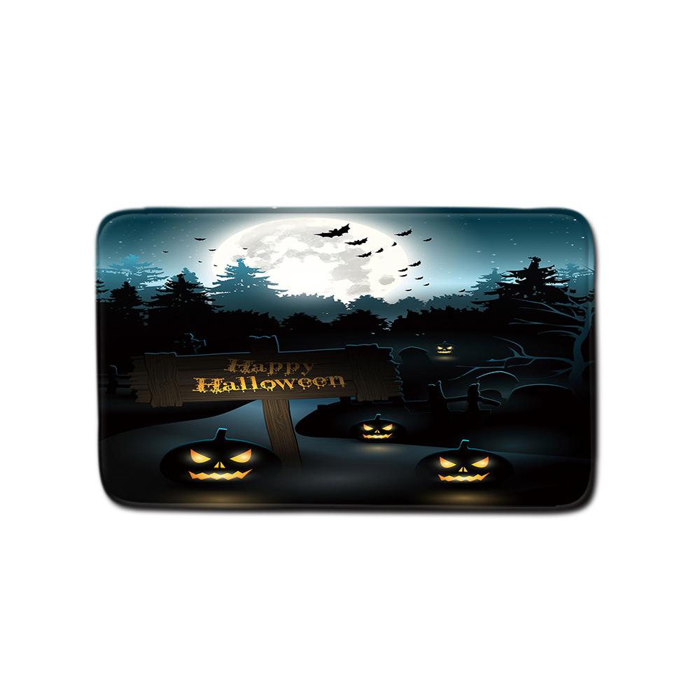 Halloween Bathroom Shower Curtain Floor Mat Combination Four-Piece Set Bathroom Toilet Carpet Door Mat