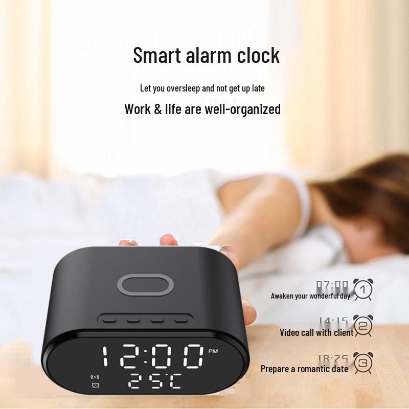 3-in-1 Wireless Charger: Desktop Clock & Thermometer for Android and Apple Devices