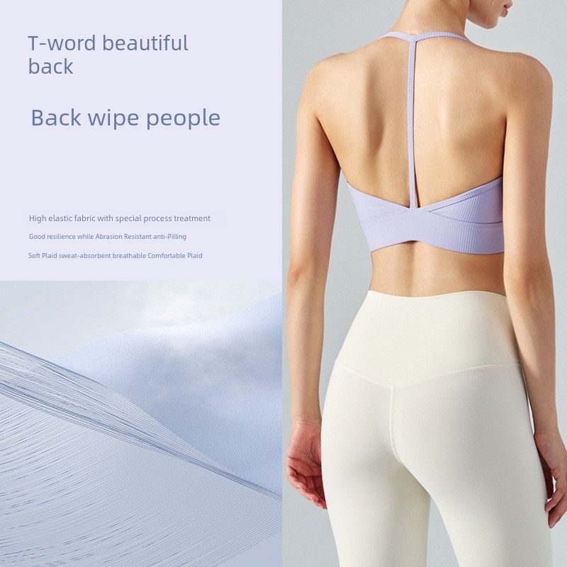 With Chest Pad Spring and Summer New Arrival T Shape Back Exercise Underwear Bra Running Shockproof Female Gym Top Outwear Beauty Back
