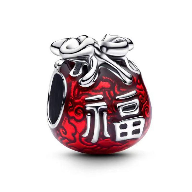Copper Red Love Series Open Heart Lobster Charm Beads Fit Original Bracelet Trinket For Jewelry Makeing For Women