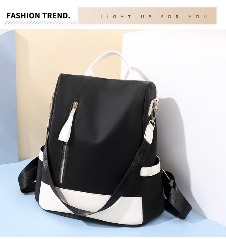 Oxford Backpack Womens Cloth Lightweight Fashionable Splashproof Contrast Color Large Capacity For Travel Or School