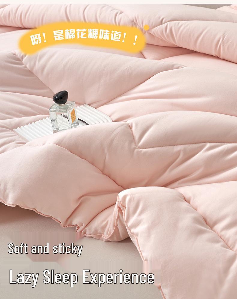 Feather Cotton Quilt: All-Season, Skin-Friendly, Washable, Pure Color, Warm Quilt for Single and Double, Ideal for Dormitory or Home Use.