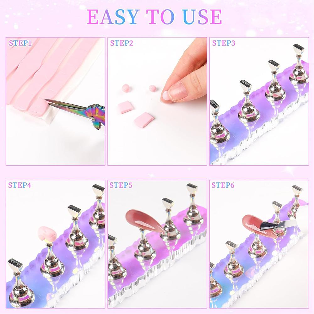 2pcs Nail Stand Hand Practice Magnetic Nail Art Tools for Homes and Salons