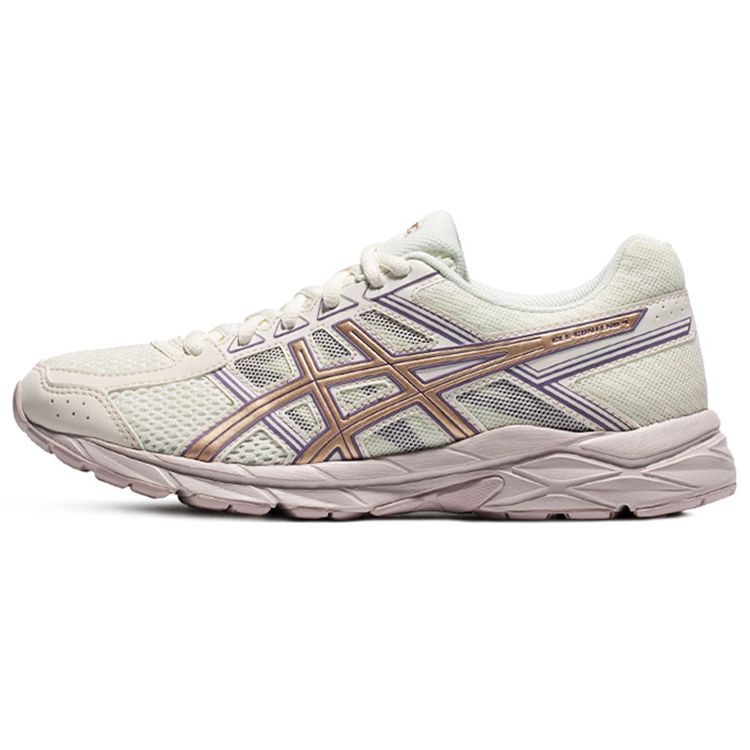 Asics Gel-Contend 4 Comfortable Trendy Fashion Fabric Synthetic Leather Low-Top Casual Running Shoes Women sneaker White Platinum T8D9Q-201
