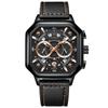 Swiss Watch Men Quartz Watch With Luminescent Hands And Leather Strap For Casual Wear
