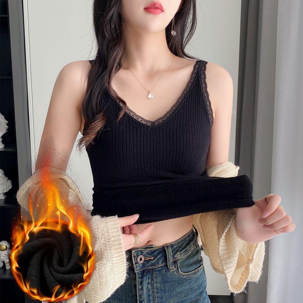 Woman Seamless Vest Bralette One Piece with Pad Solid Color Brassiere No Wire Seamless Vest Keep Warm