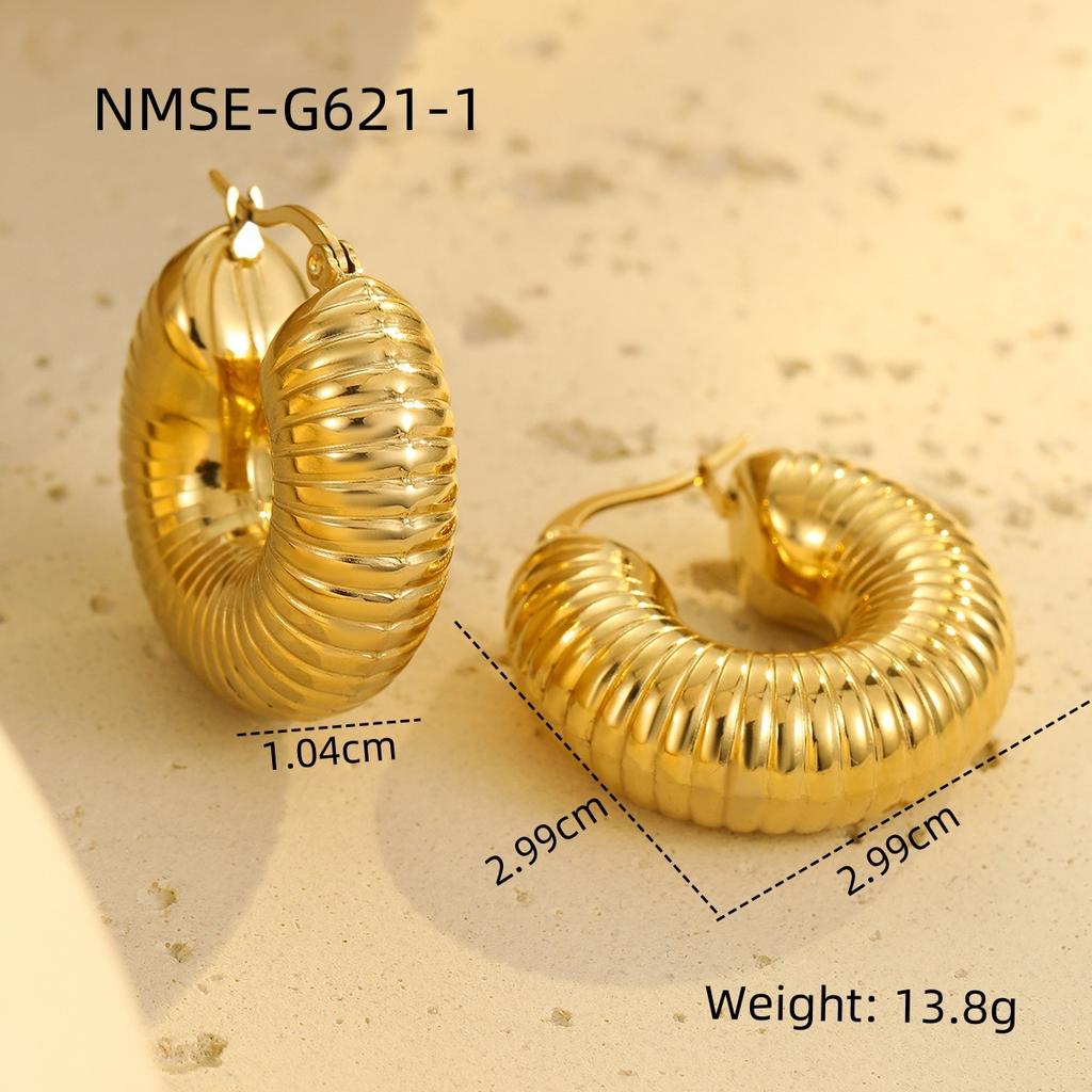 GEMCHIC Women's Stainless Steel Geometric C-Shape Earrings Trendy OL Style Fashion Jewelry