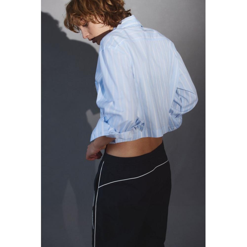 

Рубашка из поплина свободного кроя HM Голубая в полоску