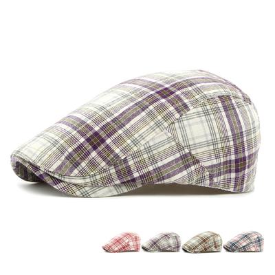 Spring Summer Plaid Beret Women British Peaked Cap Retro Progressive Cap Men Paintsman Cap