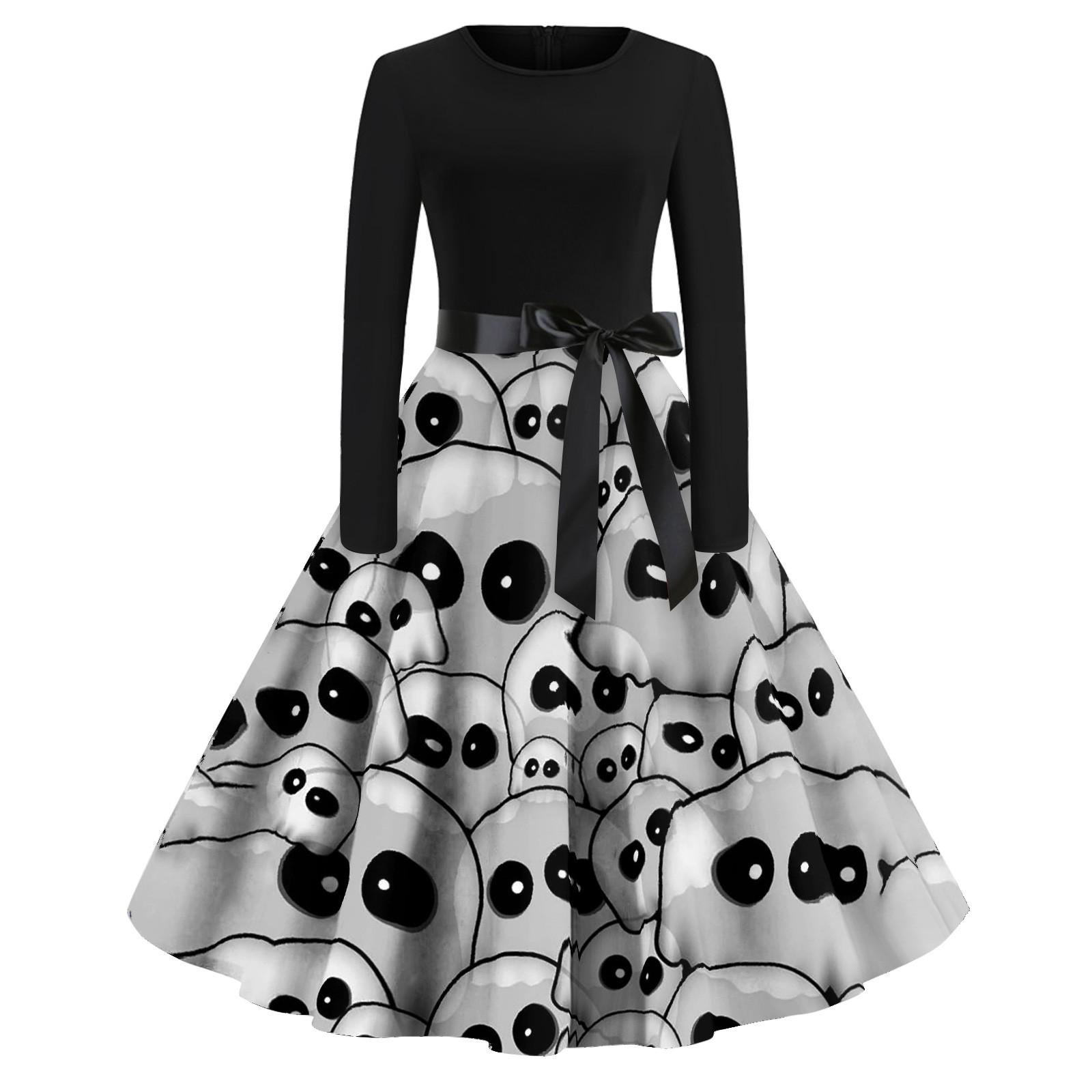 Платье с расклешенным принтом на Хэллоуин для женщин — фото 9