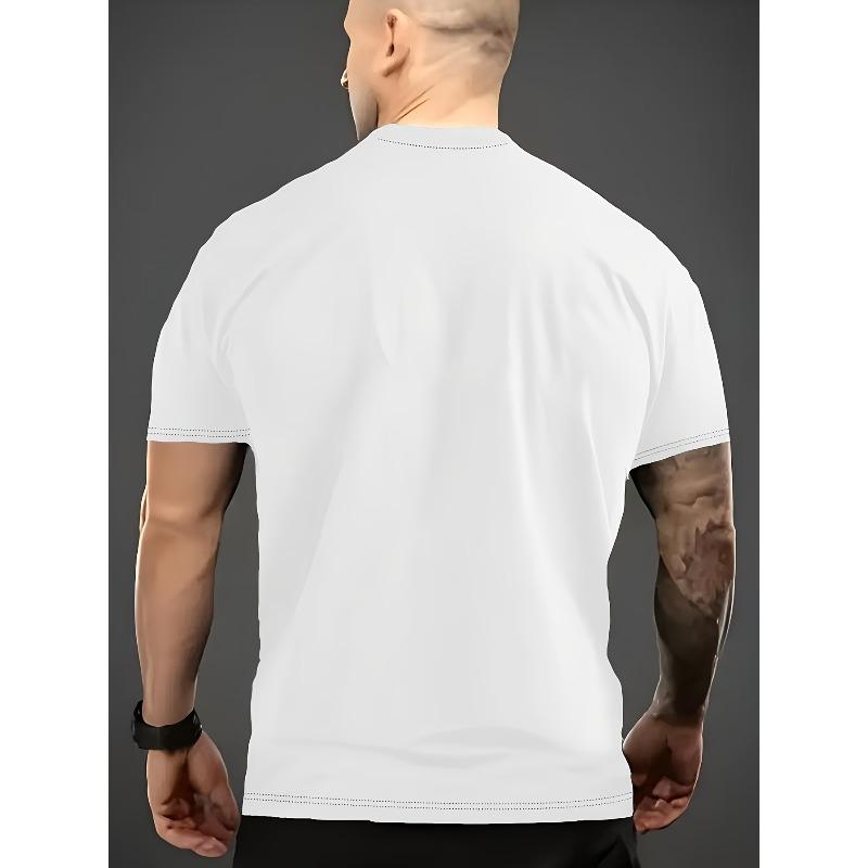 European sizes Men's Short Sleeve T-Shirt with 2D All-Over Print Logo/Design - Breathable Fabric, Round Neck Casual Tee Suitable for Sports