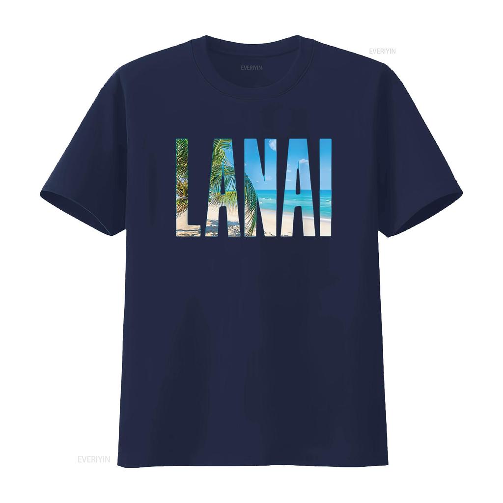 Lanai Hawaii Souvenir Family Beach Summer Vacay Trendy T Shirt with Unique Print vintage Washed graphic designer clothes Soft