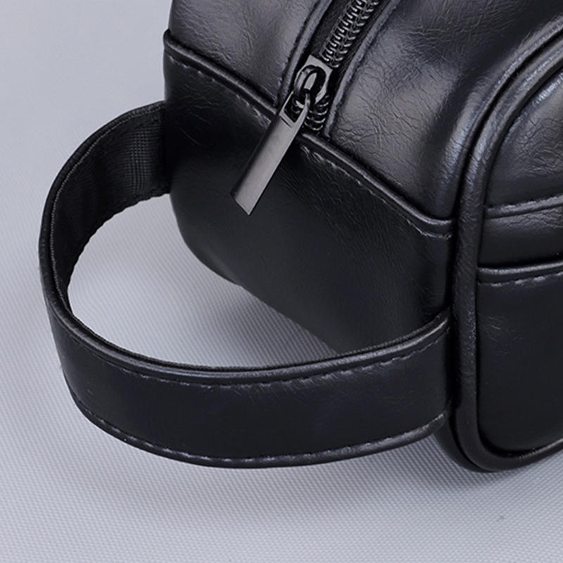 Men PU Wash Bag Travel Business Trips Portable Cosmetic Bag Large Capacity Multi Pocket Design Handheld Wash Bag
